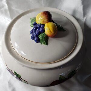 Vintage Teleflora  Fruit Ceramic Serving Bowl with Lid